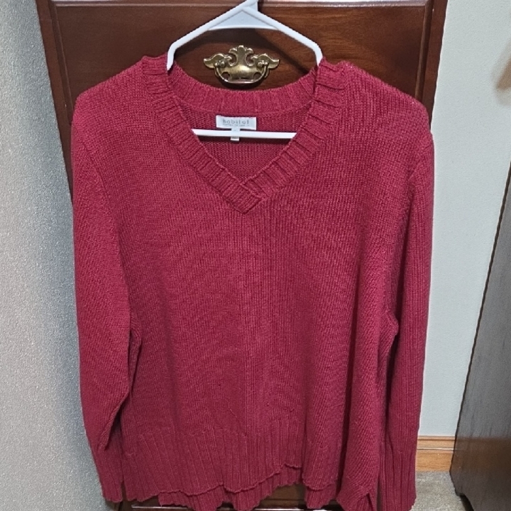 **2 for $10** Habitat Women's Deep Red V-Neck Sweater
